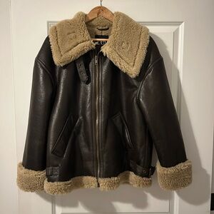 Zara Faux Shearling Biker Jacket